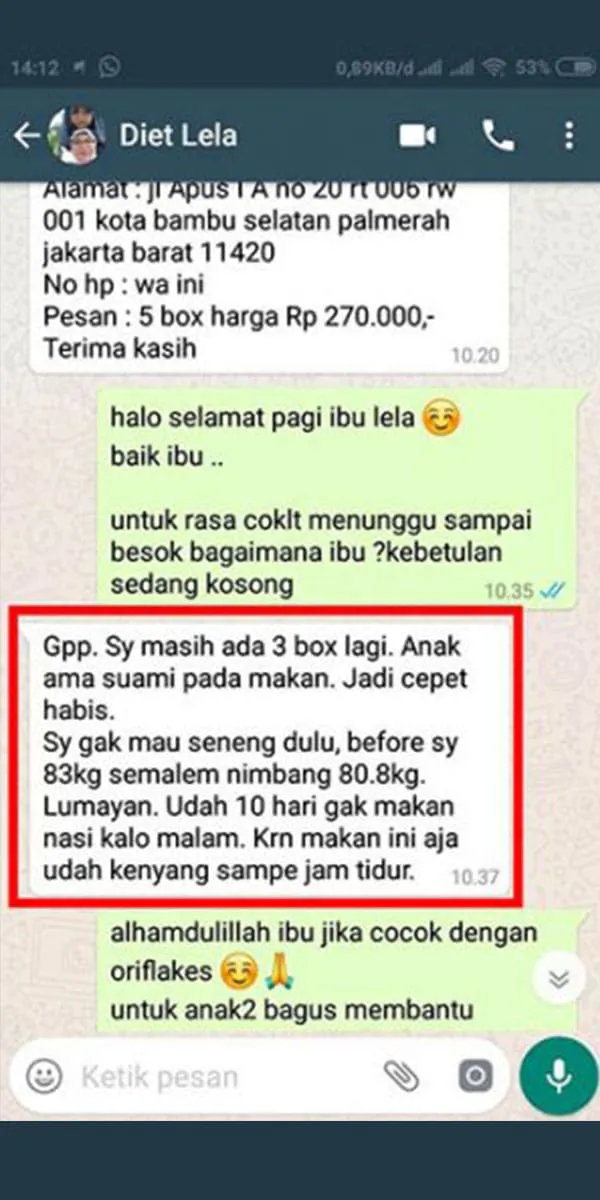 Testimoni pengguna Oriflakes